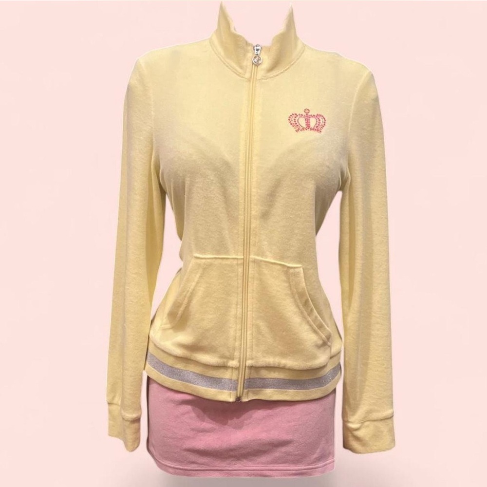 Juicy Couture Light Yellow Sweatshirt with Crown Embellishment